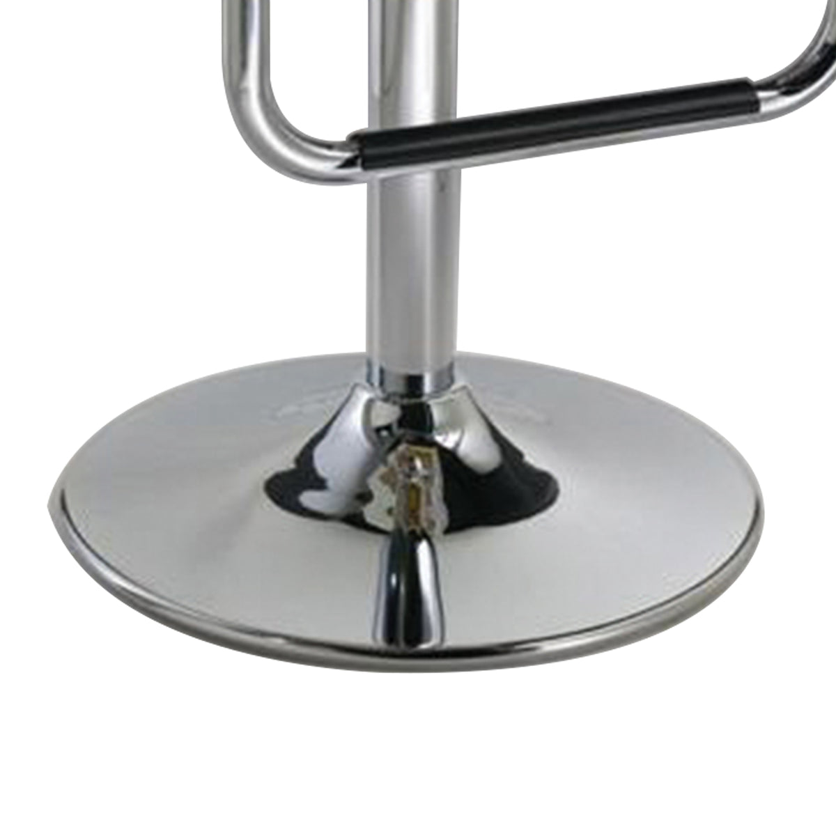 25-29 Inch Barstool Chair, Adjustable, White Faux Leather, Chrome Metal - BM311916