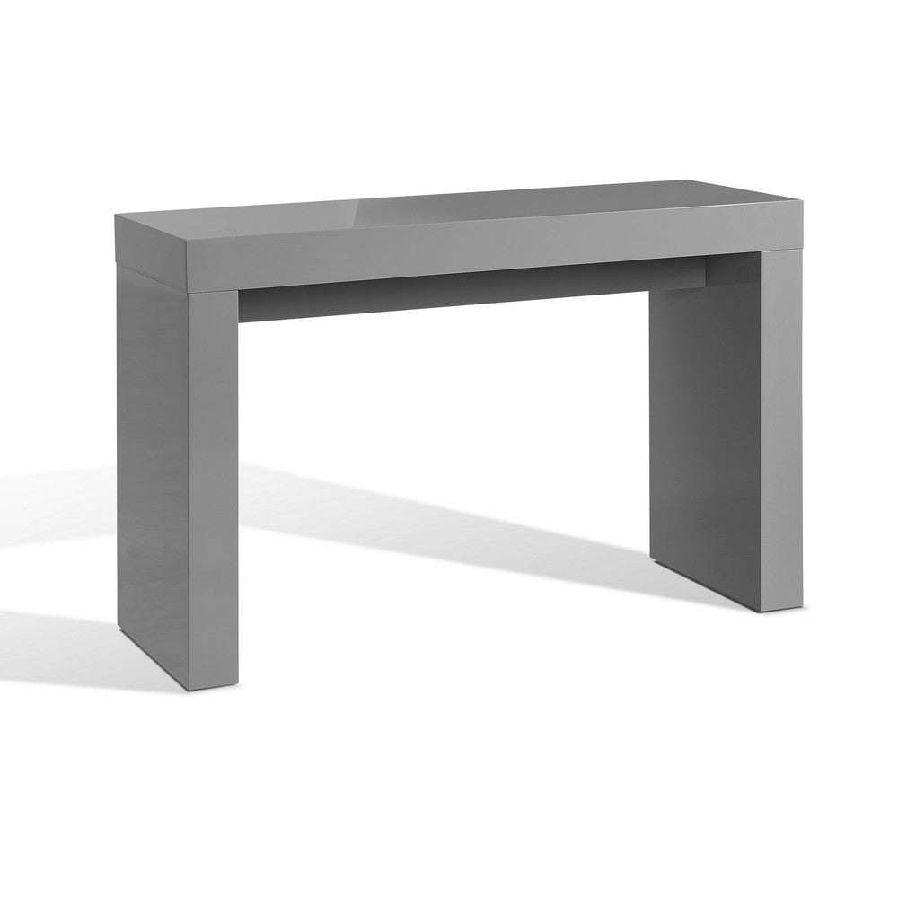 Libi 47 Inch Console Table, Minimalist Rectangular Top, Lacquered Gray - BM311920