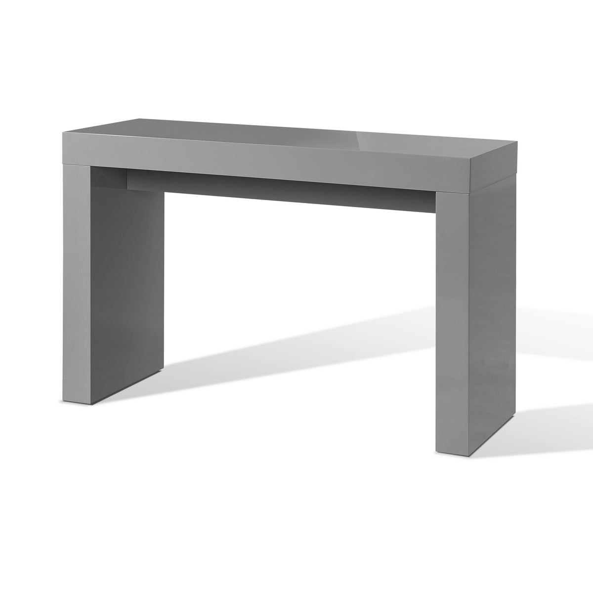 Libi 47 Inch Console Table, Minimalist Rectangular Top, Lacquered Gray - BM311920