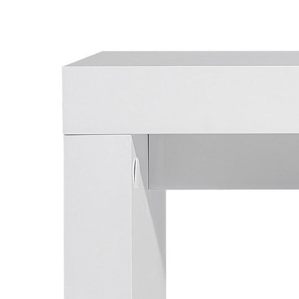 Libi 47 Inch Console Table, Minimalist Rectangular Top, Lacquered White - BM311921