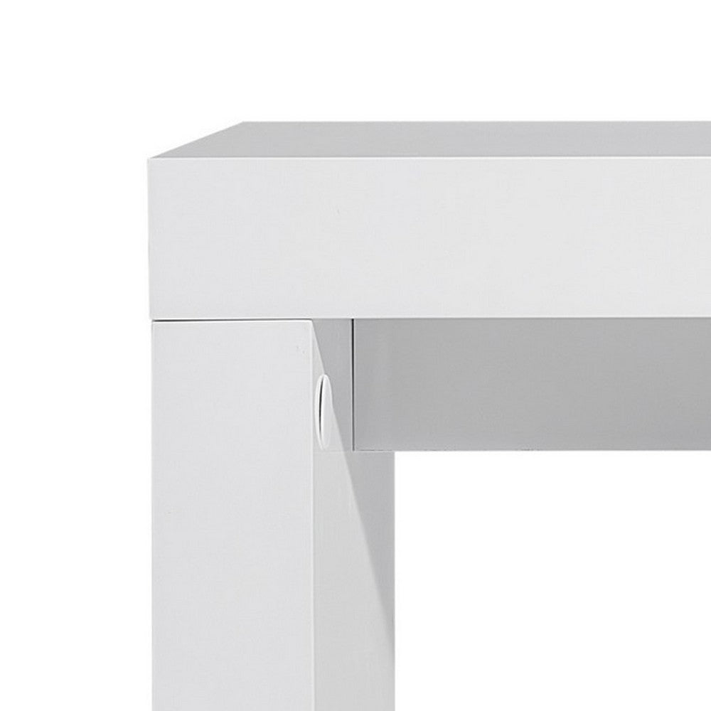 Libi 47 Inch Console Table, Minimalist Rectangular Top, Lacquered White - BM311921