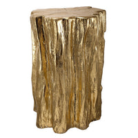 Kiny 20 Inch Accent Stool Table, Tree Trunk Design, Magnesium, Gold Finish - BM311928