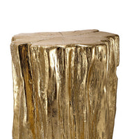 Kiny 20 Inch Accent Stool Table, Tree Trunk Design, Magnesium, Gold Finish - BM311928