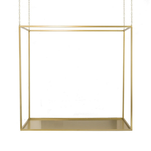 47 Inch Plant Stand with 4 Adjustable Chains, Floating Effect, Iron, Gold - BM311934