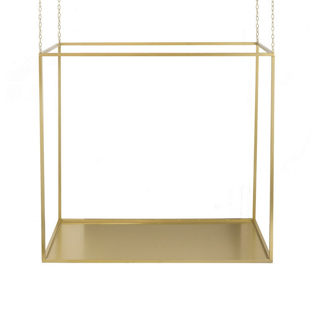 47 Inch Plant Stand with 4 Adjustable Chains, Floating Effect, Iron, Gold - BM311934