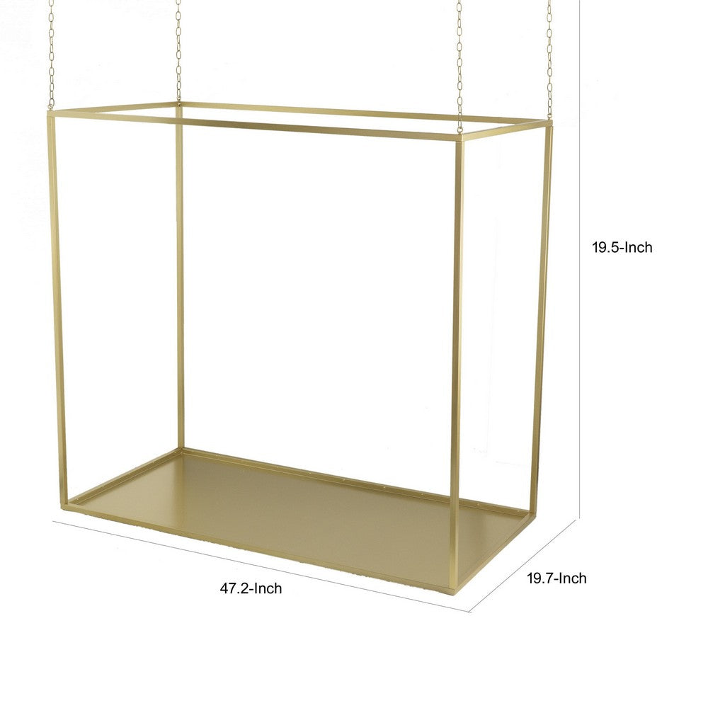 47 Inch Plant Stand with 4 Adjustable Chains, Floating Effect, Iron, Gold - BM311934