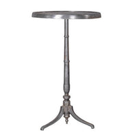 41 Inch Plant Stand Table, Round Top, Turned Base, Modern Silver Aluminium - BM311935