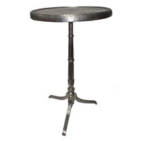 41 Inch Plant Stand Table, Round Top, Turned Base, Modern Silver Aluminium - BM311935