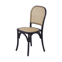 38 Inch Dining Chairs Set of 2, Stackable, Woven Cane, Beech Wood, Black - BM311942