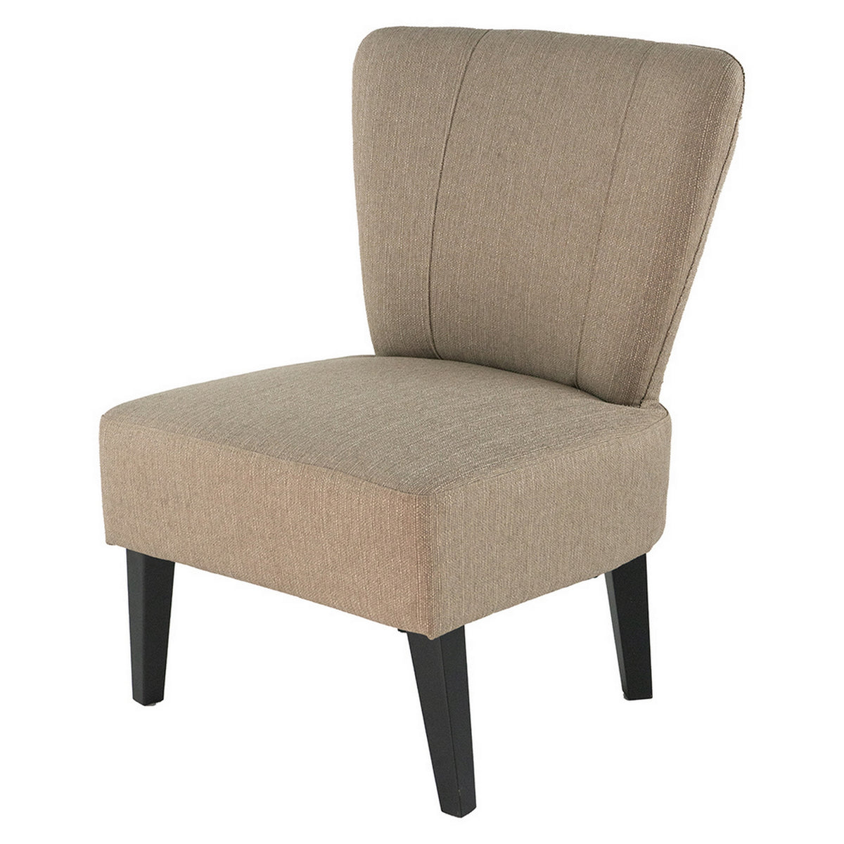 28 Inch Accent Chair, Padded Back, Black Legs, Beige Fabric Upholstery - BM311952