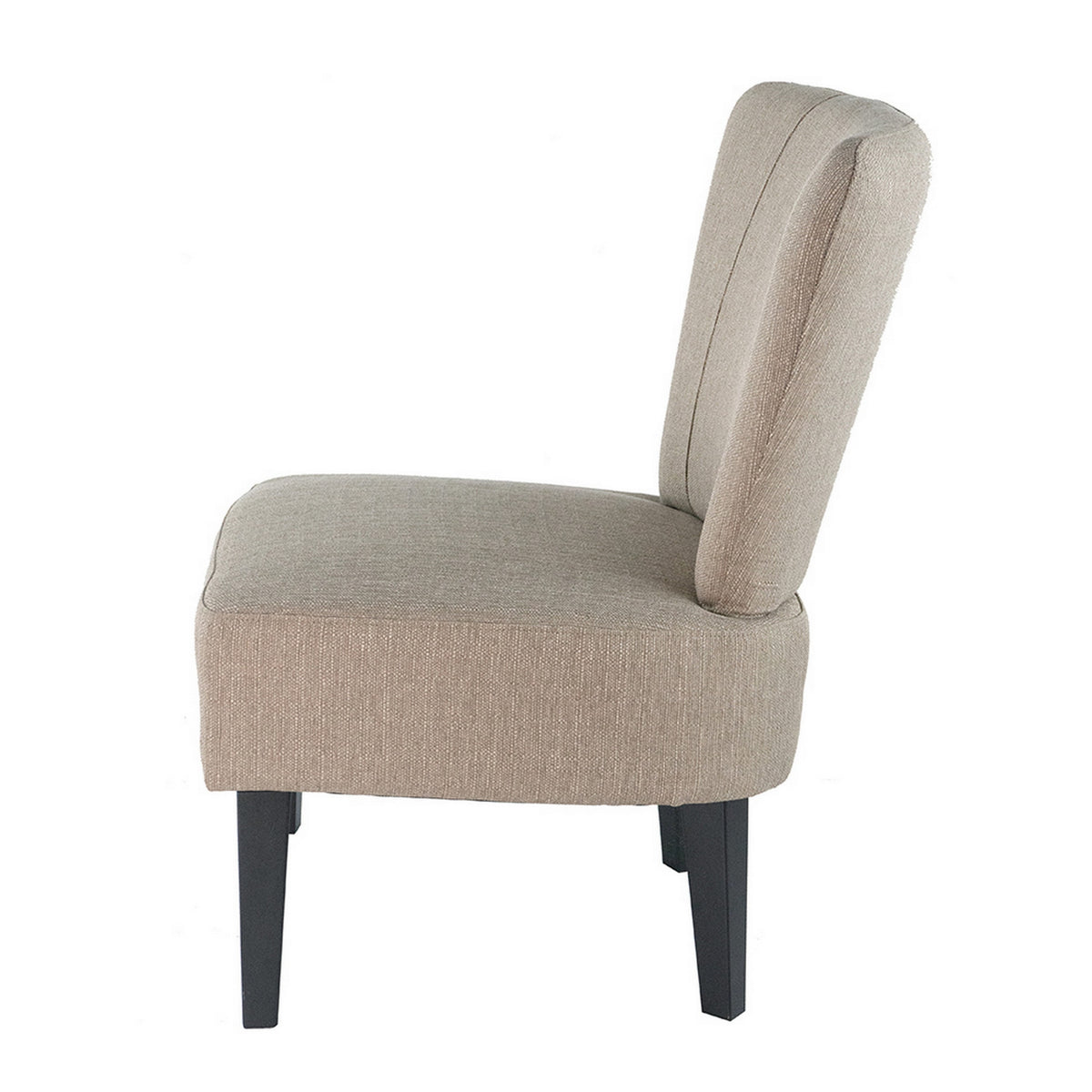 28 Inch Accent Chair, Padded Back, Black Legs, Beige Fabric Upholstery - BM311952