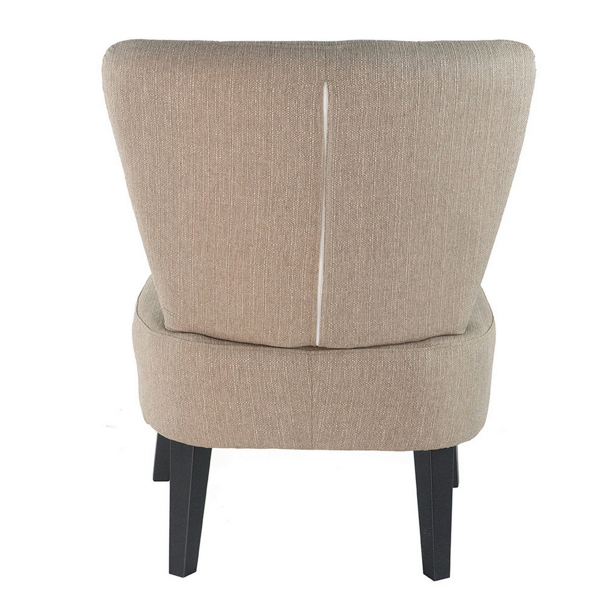 28 Inch Accent Chair, Padded Back, Black Legs, Beige Fabric Upholstery - BM311952