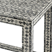 Set of 2 Nesting Side End Tables, Capiz Inlaid Design, Gray and White - BM311954