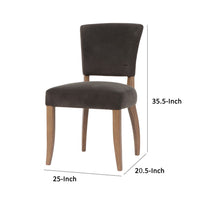 25 Inch Side Dining Chairs Set of 2, Polyester Padded Back, Wood, Dark Gray - BM311955