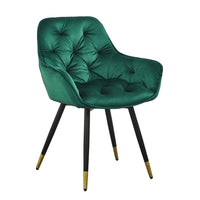 25 Inch Accent Dining Chair, Curved Back, Gold, Green Velvet Upholstery - BM311957