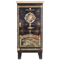 39 Inch Small Accent Cabinet, 2 Drawers, Door, Celestial Design, Black - BM311964