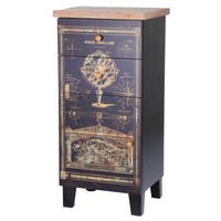 39 Inch Small Accent Cabinet, 2 Drawers, Door, Celestial Design, Black - BM311964