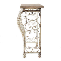 55 Inch Console Sofa Table with Scrollwork, Iron Curved Base, Wood, White - BM311965