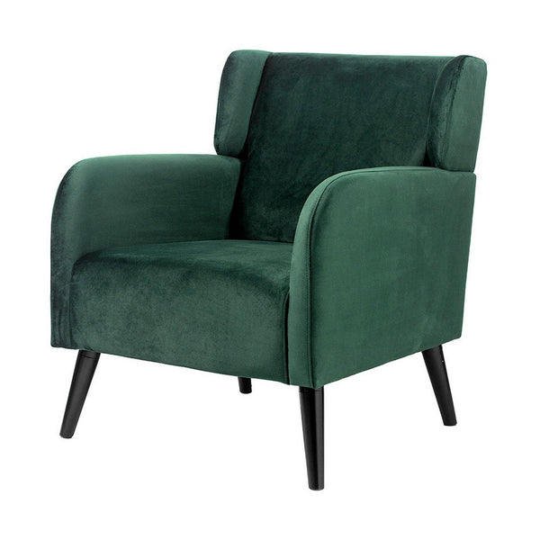 Kine 31 Inch Accent Armchair, Splayed Legs, Wood, Green Fabric Upholstery - BM311968
