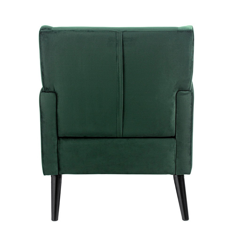 Kine 31 Inch Accent Armchair, Splayed Legs, Wood, Green Fabric Upholstery - BM311968