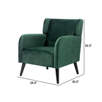 Kine 31 Inch Accent Armchair, Splayed Legs, Wood, Green Fabric Upholstery - BM311968