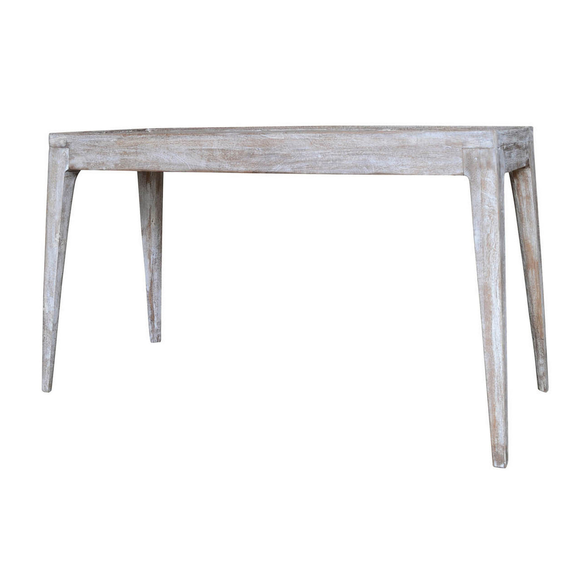 50 Inch Console Sofa Table, Cottage Inspired, Mango Wood, Distressed White  - BM311971