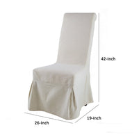 25 Inch Side Dining Chair, Skirted Parsons Style, White Fabric Slipcover - BM311975