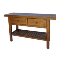 47 Inch Console Table, 2 Drawers, Rectangular, Bottom Shelf, Wood, Brown - BM311988