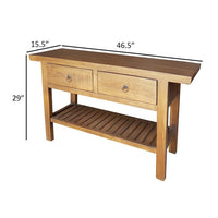 47 Inch Console Table, 2 Drawers, Rectangular, Bottom Shelf, Wood, Brown - BM311988