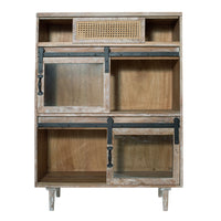 47 Inch Sideboard Server Cabinet, Sliding Doors, Iron, Sandblast White Wood - BM311993