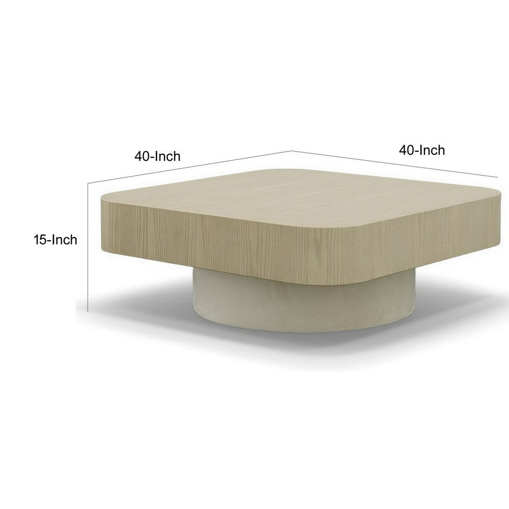 Cid Macy 40 Inch Coffee Table, Square, Modern Style Beige Brown Finish - BM312002