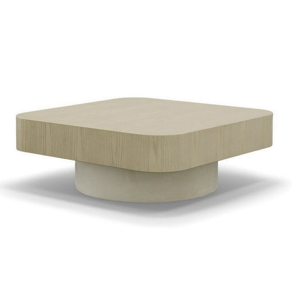 Cid Macy 40 Inch Coffee Table, Square, Modern Style Beige Brown Finish - BM312002