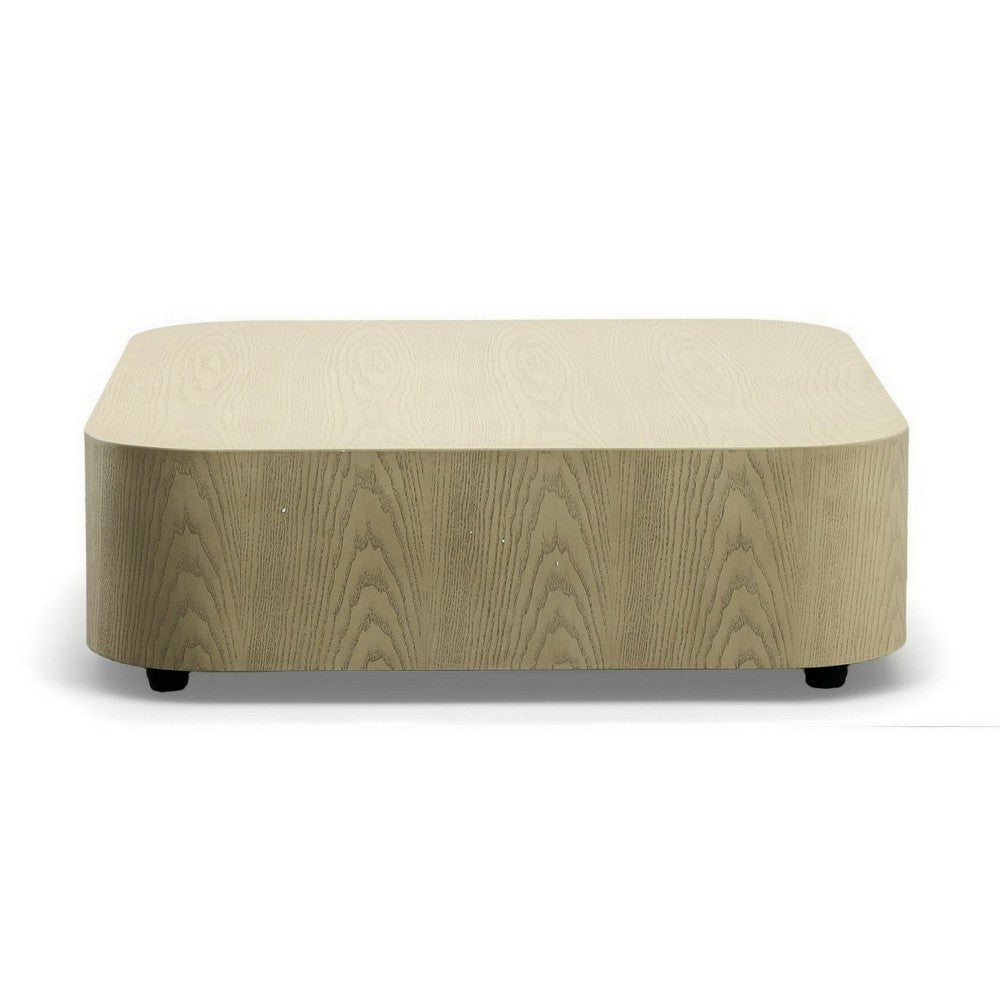 Cid Macy 36 Inch Low Coffee Table, Square Modern Style, Beige Brown Finish - BM312003