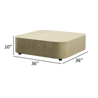 Cid Macy 36 Inch Low Coffee Table, Square Modern Style, Beige Brown Finish - BM312003