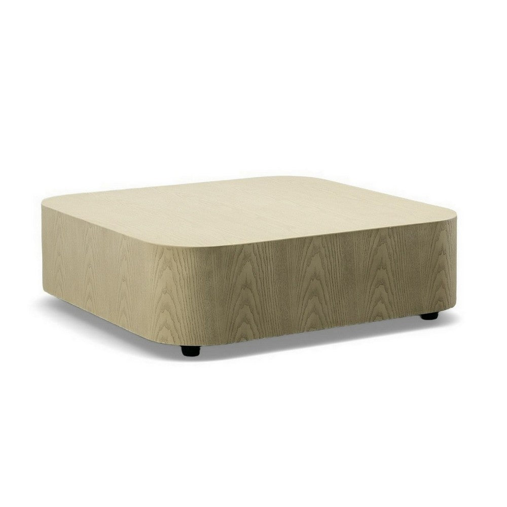 Cid Macy 36 Inch Low Coffee Table, Square Modern Style, Beige Brown Finish - BM312003