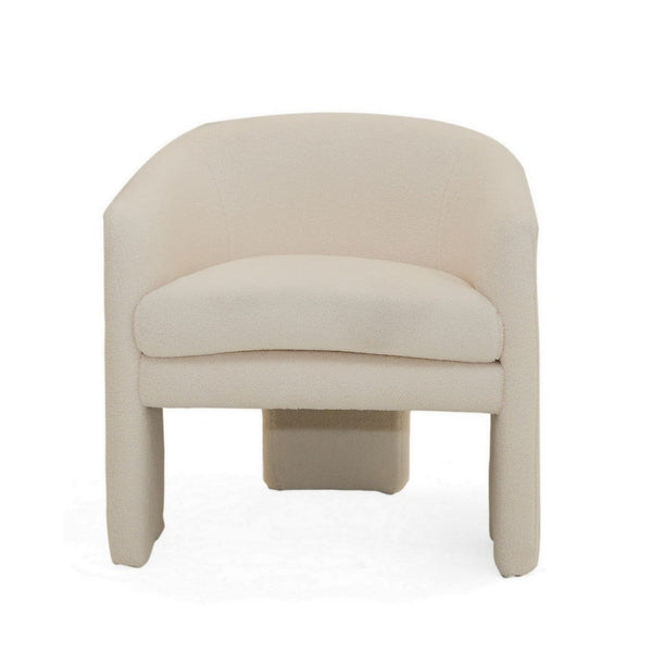 28 Inch Accent Chair, Low Slung Seat, 3 Legs, Cream Fabric Upholstery - BM312010