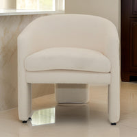 28 Inch Accent Chair, Low Slung Seat, 3 Legs, Cream Fabric Upholstery - BM312010