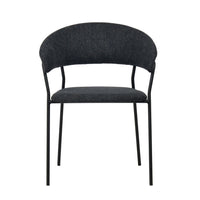 22 Inch Dining Chair Set of 2, Metal Frame, Gray Woven Fabric, Black  - BM312012