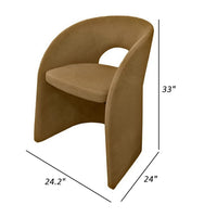 24 Inch Dining Chair, Art Deco Design, Jade Cushion, Tan Fabric Upholstery - BM312014