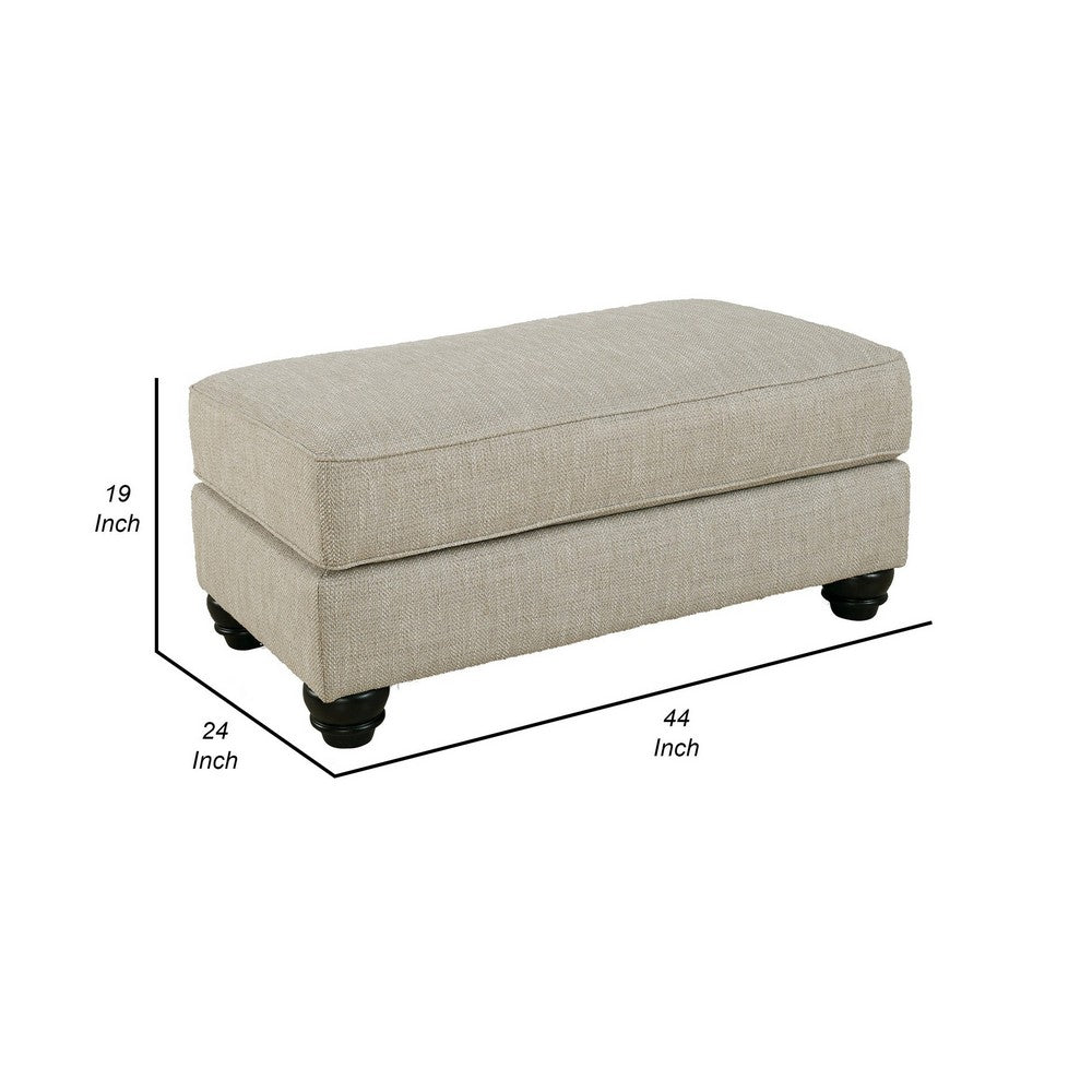 Asen 44 Inch Ottoman with Plush Cushion in Beige Polyester Upholstery - BM312017