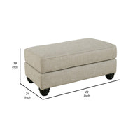 Asen 44 Inch Ottoman with Plush Cushion in Beige Polyester Upholstery - BM312017