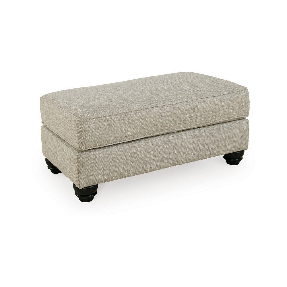 Asen 44 Inch Ottoman with Plush Cushion in Beige Polyester Upholstery - BM312017