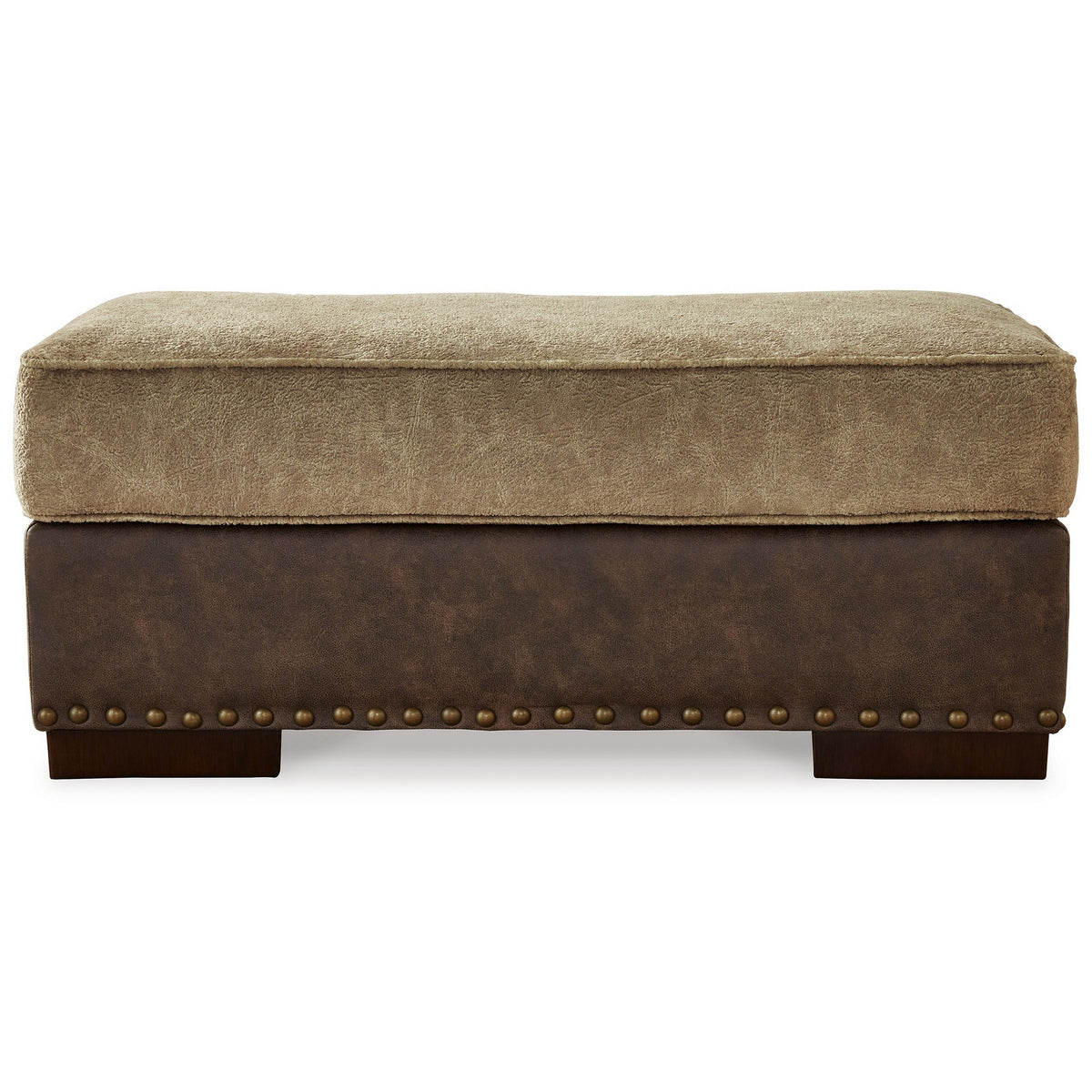 Srie 44 Inch Ottoman, Nailhead Trim, Plush, Faux Leather, Dual Tone Brown - BM312020