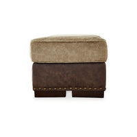 Srie 44 Inch Ottoman, Nailhead Trim, Plush, Faux Leather, Dual Tone Brown - BM312020