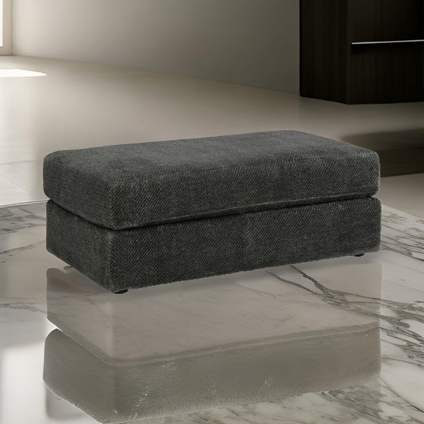 Henly 49 Inch Accent Ottoman, Oversized, Non Skid Legs, Gray Polyester - BM312026