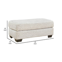 Emma 44 Inch Ottoman, Plush Cushioned Top, Soft Gray Polyester Upholstery - BM312033