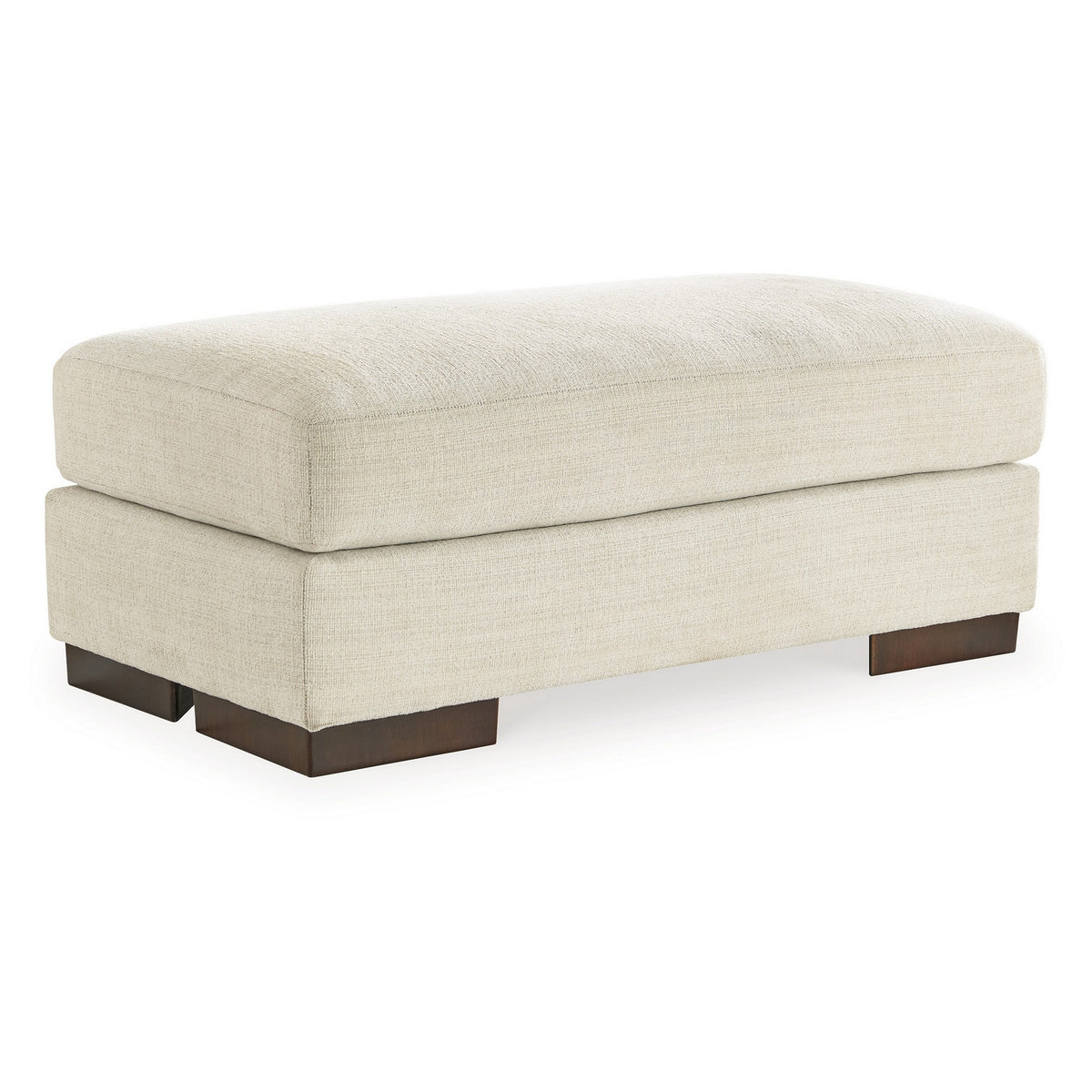 Magg 44 Inch Ottoman, Low Profile Block Feet, Beige Polyester Upholstery - BM312043