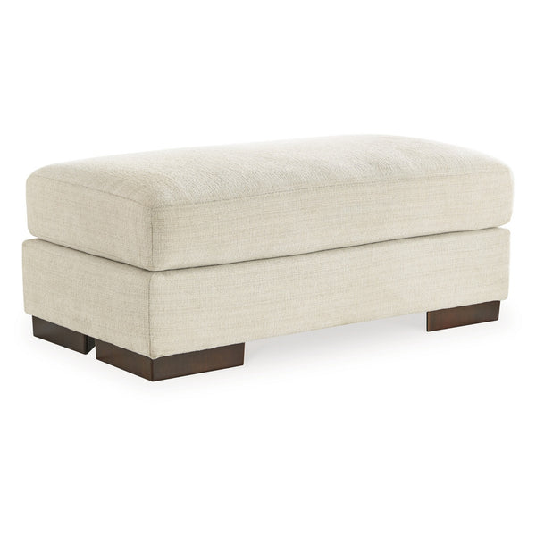 Magg 44 Inch Ottoman, Low Profile Block Feet, Beige Polyester Upholstery - BM312043