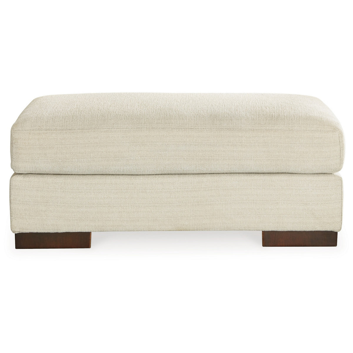 Magg 44 Inch Ottoman, Low Profile Block Feet, Beige Polyester Upholstery - BM312043