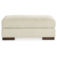 Magg 44 Inch Ottoman, Low Profile Block Feet, Beige Polyester Upholstery - BM312043